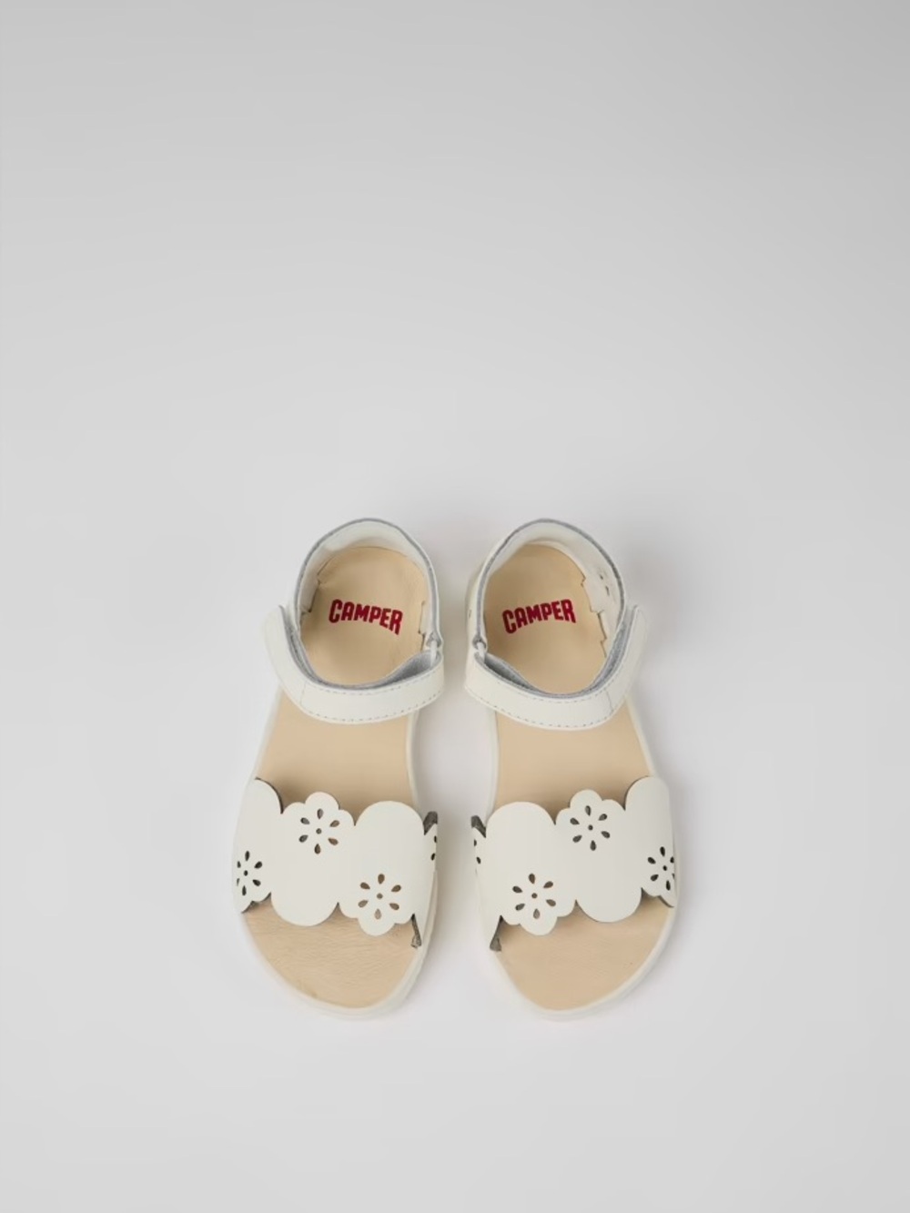 Camper girls White Floral Cutout Strap Miko Sandals